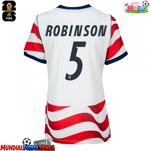 Camiseta Estados Unidos Antonee Robinson #5 Primera Equipación Replica Mundial 2026 para mujer mangas cortas